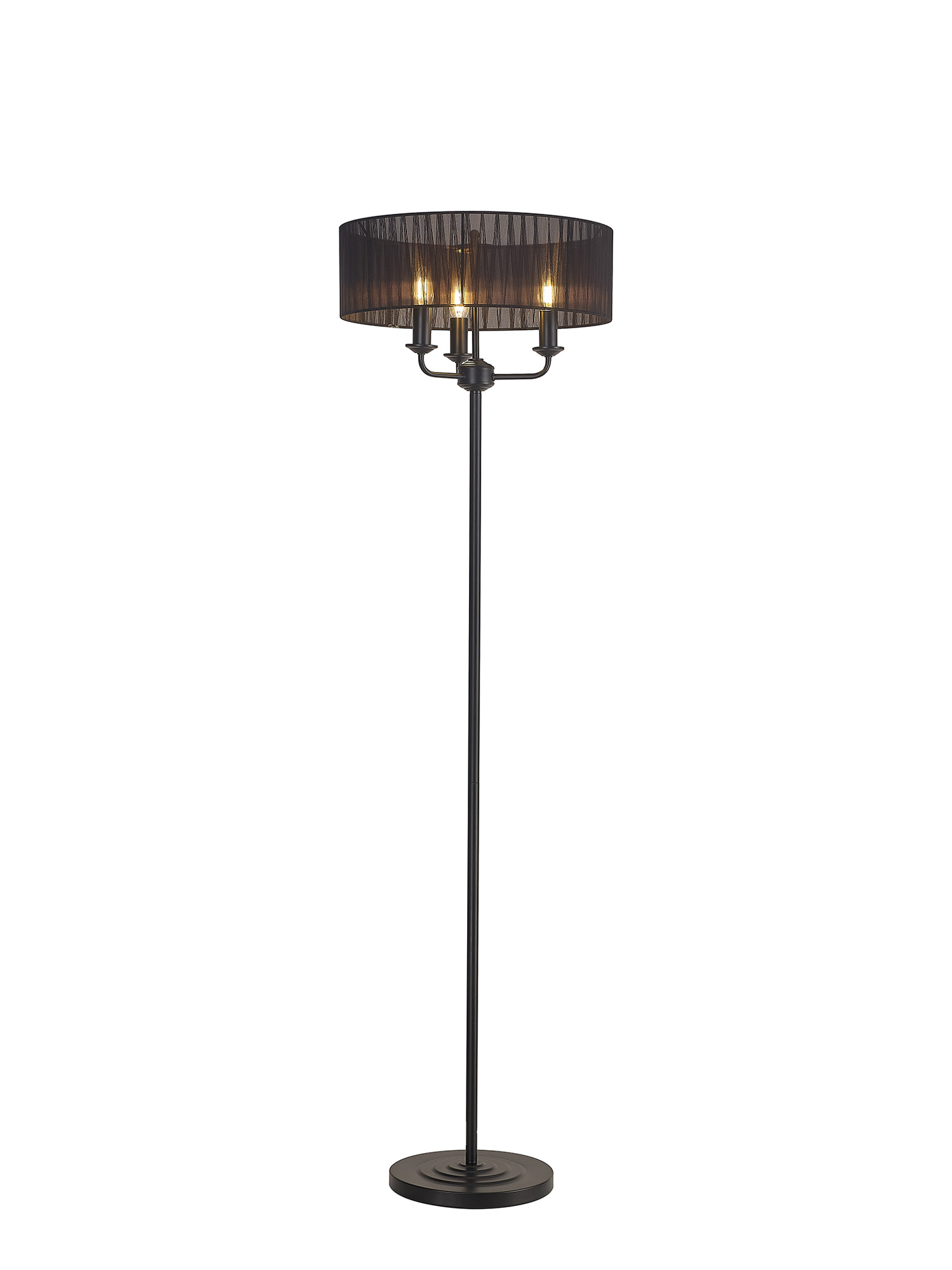 DK1060  Banyan 45cm 3 Light Floor Lamp Matt Black, Black